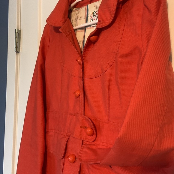 ROXY orange trench style coat. Size small. - Picture 3 of 7